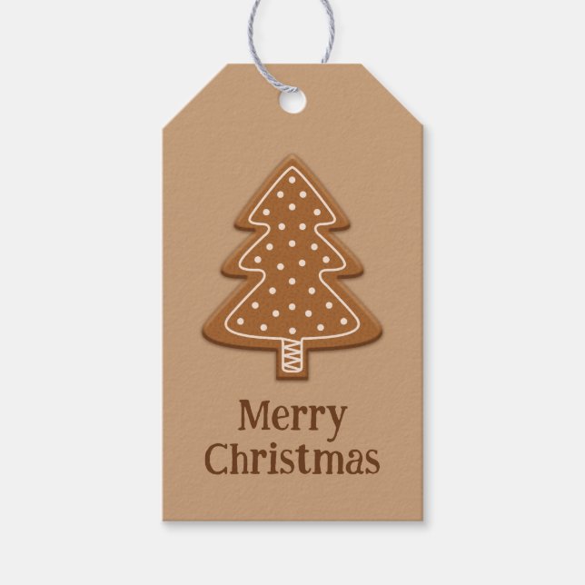 Gingerbrot Weihnachtsbaum Form Cookie mit Text Geschenkanhänger (Vorderseite)