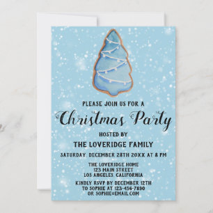 Gingerbrot Weihnachtsfeiertag Party Blaue Bäume Sc Einladung