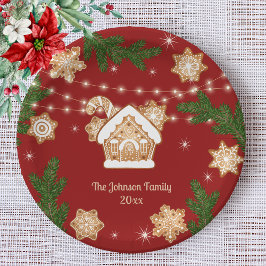 Gingerbrot Weihnachtsfeiertag Rotes Grün Pappteller