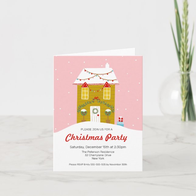 Gingerbrot Weihnachtsfeiertage Party Einladung (Vorderseite)