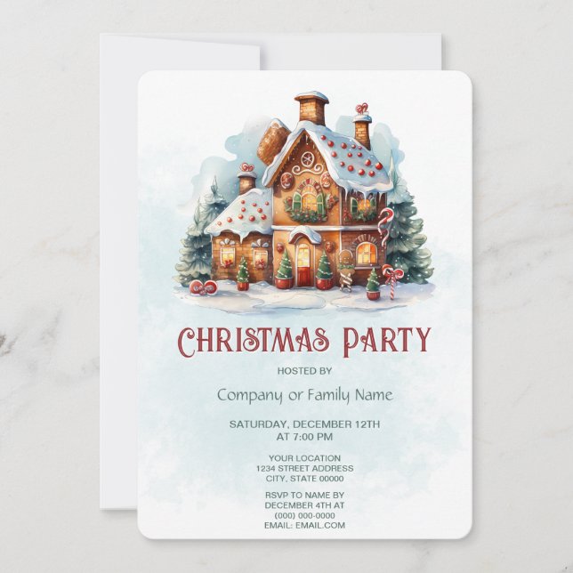Gingerbrot Weihnachtsfeiertage Party Einladung (Vorderseite)