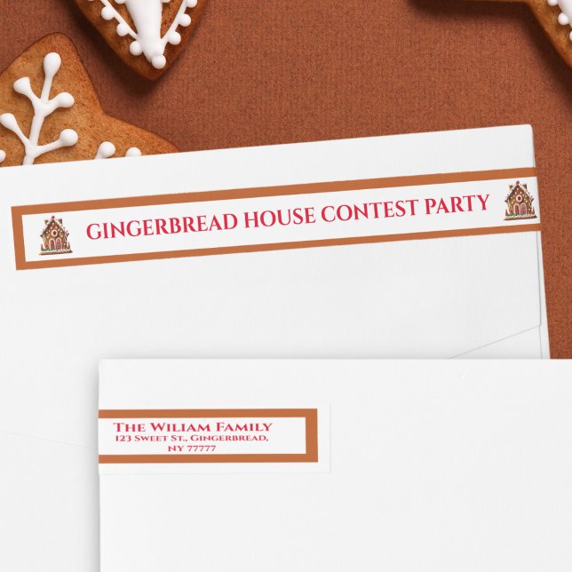 Gingerbrot Weihnachtsfeiertage Rücksendeadresse (Get this address wrap label to spread the news of the contest you'll host this Christmas.)