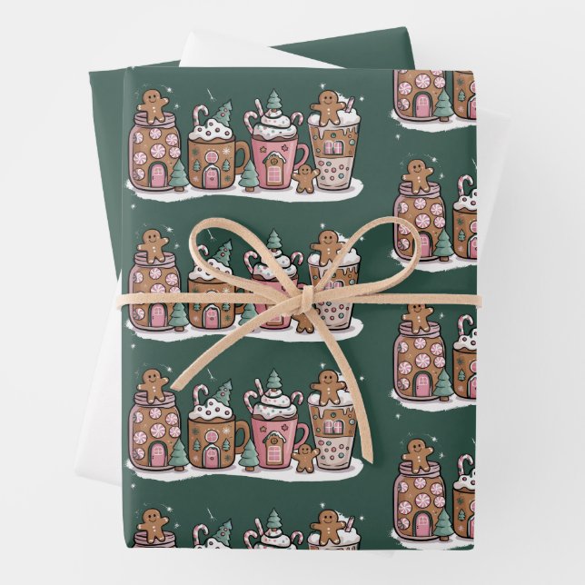Gingerbrot Weihnachtskaffee Lover Latte Drink Geschenkpapier Set (Beispiel)