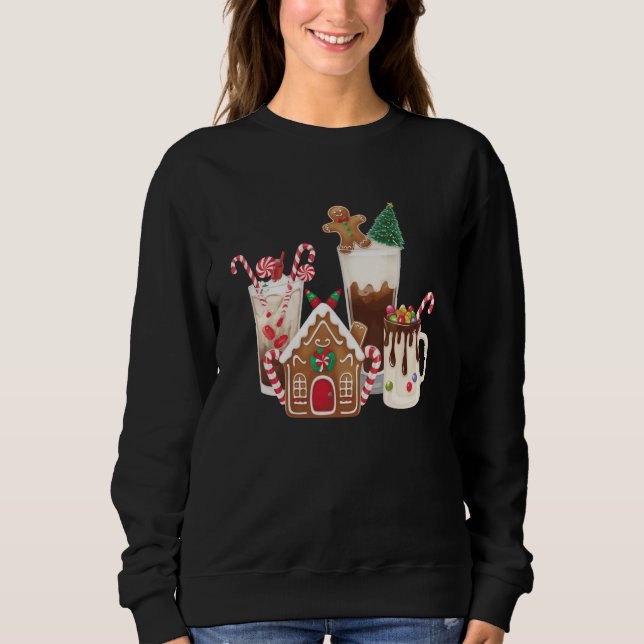 Gingerbrot Weihnachtskaffee Lover Weihnachtsgesche Sweatshirt (Vorderseite)