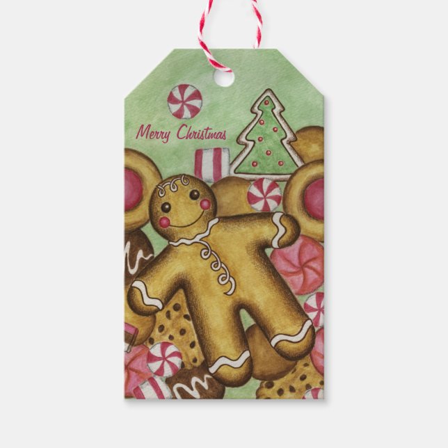 Gingerbrot Weihnachtskekse Süßigkeiten Geschenketi Geschenkanhänger (Vorderseite)