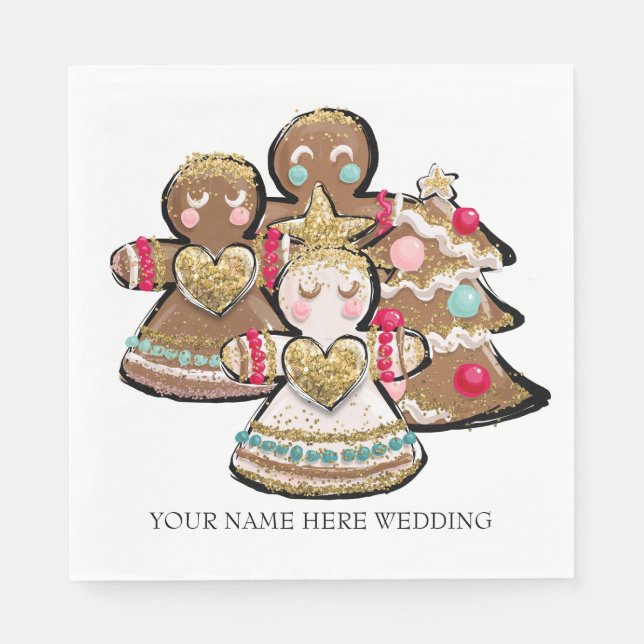 Gingerbrot Weihnachtskoch Serviette (Vorderseite)