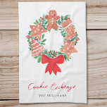 Gingerbrot Weihnachtskochbörse Geschirrtuch<br><div class="desc">Planen Sie einen Cookie-Austausch? Dieses niedliche Küchentuch ist mit einem festlichen Keksschrei in Aquarellen und einer modernen Schriftzeichen-Typografie dekoriert. Einfach anpassbar. In dieser Kollektion finden Sie passende Einladungen und Party-Vorräte. Original Wasserfarbe © Michele Davies.</div>