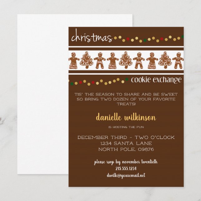 Gingerbrot Weihnachtskochwechsel Einladung (Vorne/Hinten)
