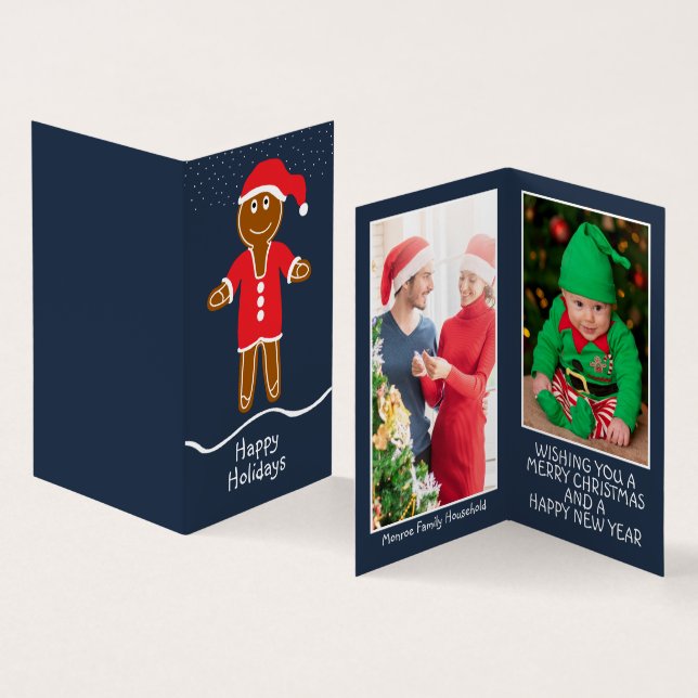 Gingerbrot Weihnachtsmann, Foto Weihnachtskarte Visitenkarten (Innenseite und Außenseite)