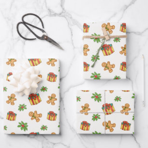 Gingerbrot Weihnachtswrapping Paper Geschenkpapier Set