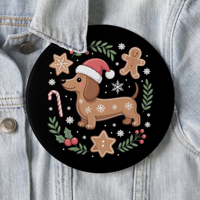 Gingerbrot Weiner Dog Lover Dackel Weihnachten Button (Beispiel)