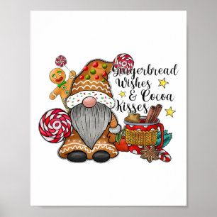 Gingerbrot Wünsche und Kakao Kisses Gnome Christma Poster