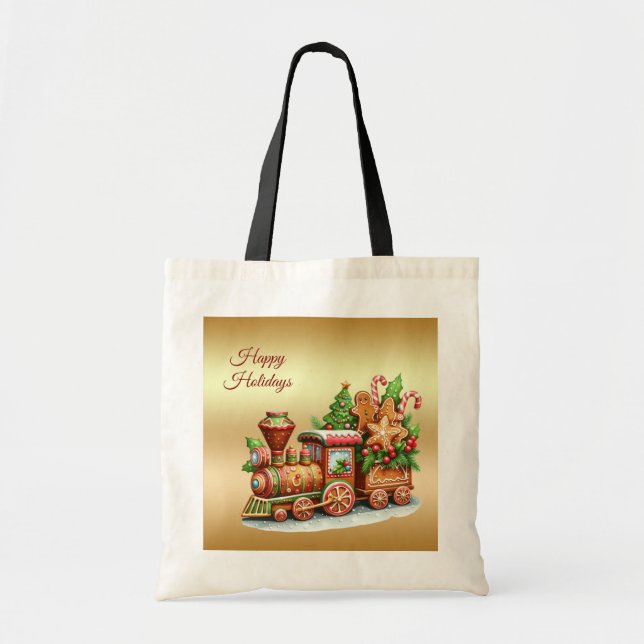 Gingerbrot Zug Holiday Tote Bag Tragetasche (Vorne)