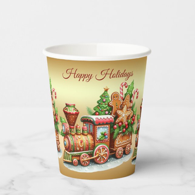 Gingerbrot Züge Holiday Papier Cups Pappbecher (Links)