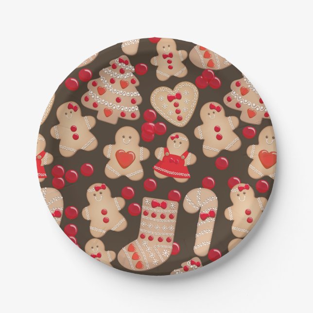 Gingerbrote Cookies Holiday Cookie Exchange Party Pappteller (Vorderseite)