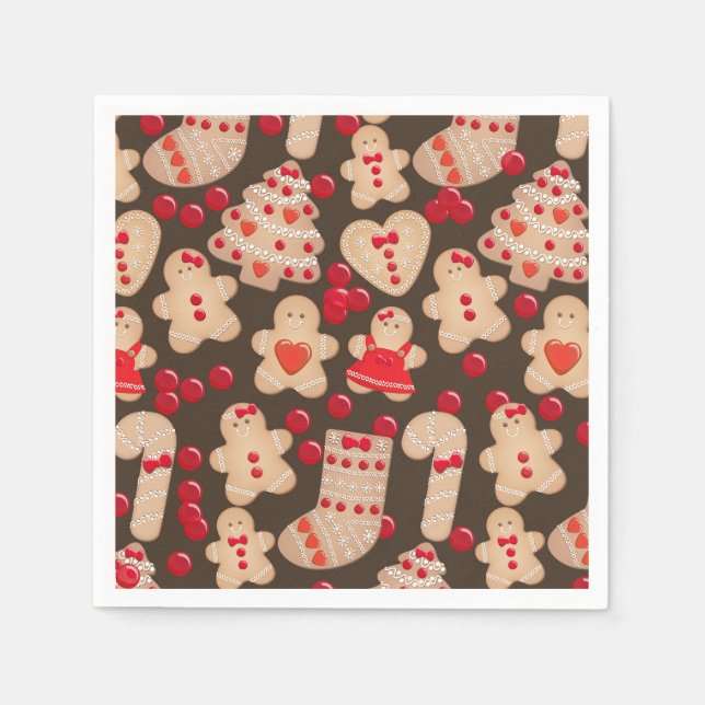 Gingerbrote Cookies Holiday Cookie Exchange Party Serviette (Vorderseite)