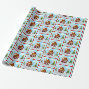 Gingerbrothaus im Schnee Geschenkpapier