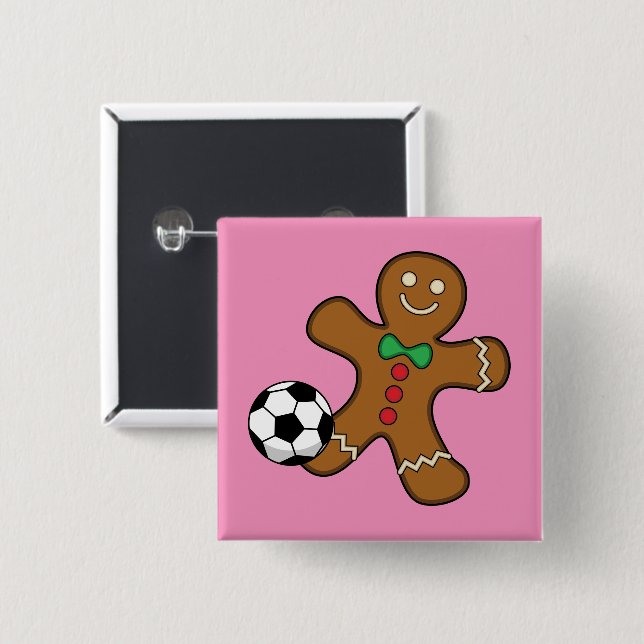 Gingerbrotmann beim Fußballspiel Button (Vorne & Hinten)