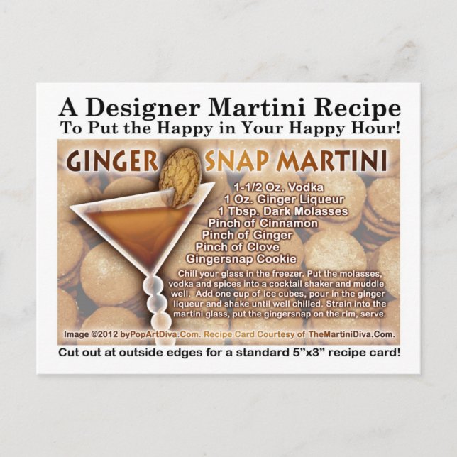 Gingernap Martini Rezept Postkarte (Vorderseite)