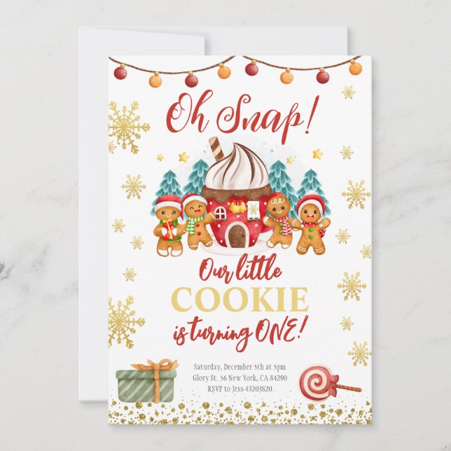 Gingerpain cookie Noël Anniversaire Invitation (Devant)