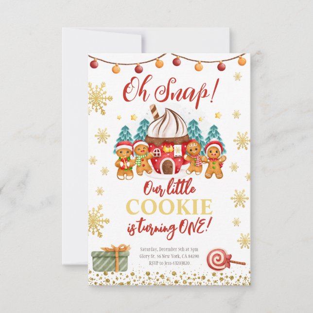 Gingerpain cookie Noël Anniversaire Invitation (Devant)
