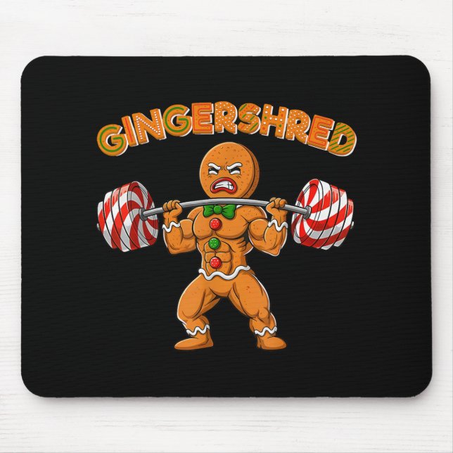 Gingershred Bodybuilder Lustiger Lebkuchenmann Wei Mousepad (Vorne)