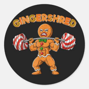 Gingershred Bodybuilder Lustiger Lebkuchenmann Wei Runder Aufkleber