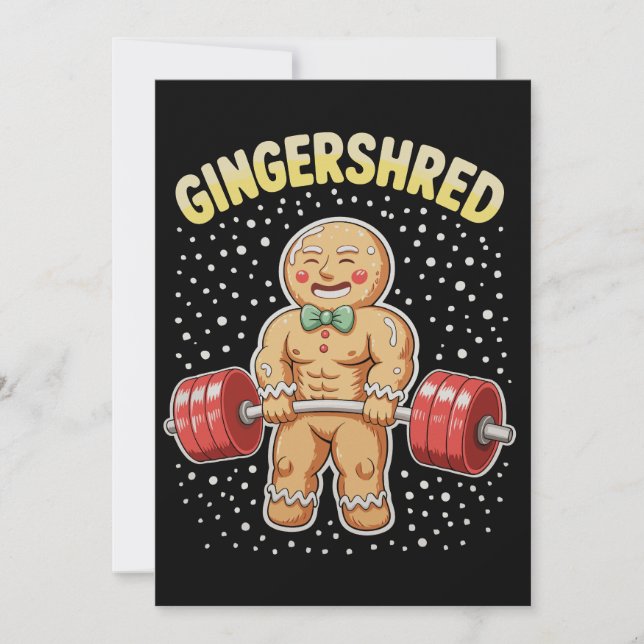 Gingershred Christmas Gingerbread Gym Bodybuilding Feiertagskarte (Vorderseite)