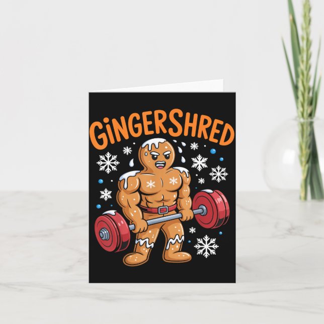 Gingershred Christmas Gym Workout Funny Gingerbrea Karte (Vorderseite)