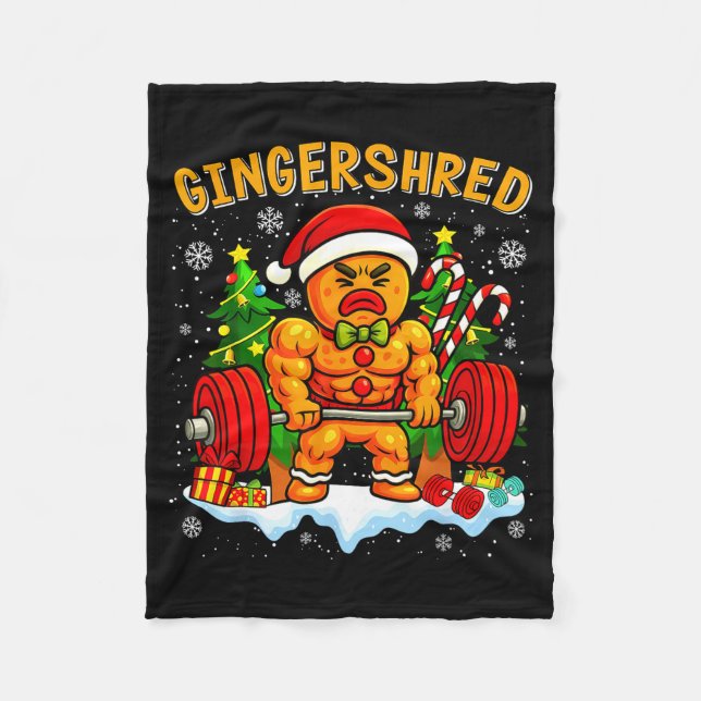 Gingershred Funny Gingerbread Man Gym Bodybuilding Fleecedecke (Vorderseite)