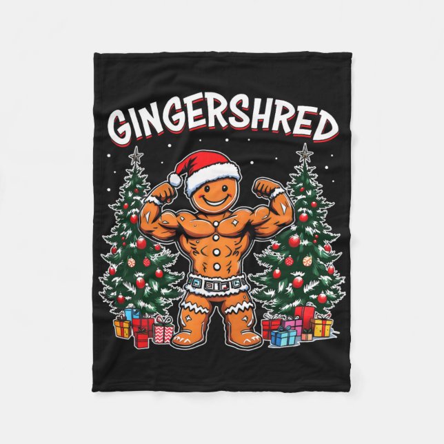 Gingershred Funny Gingerbread Man Gym Bodybuilding Fleecedecke (Vorderseite)