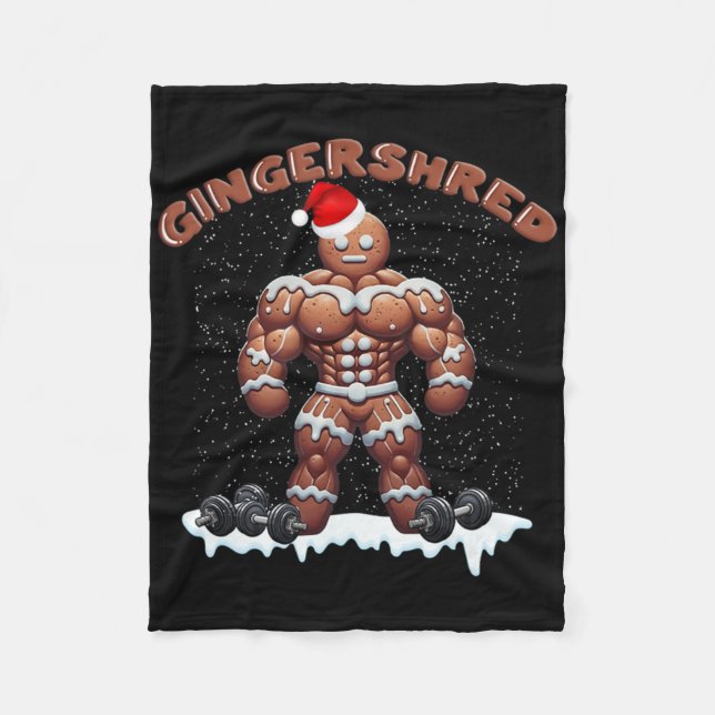 Gingershred Funny Gingerbread Man Gym Bodybuilding Fleecedecke (Vorderseite)