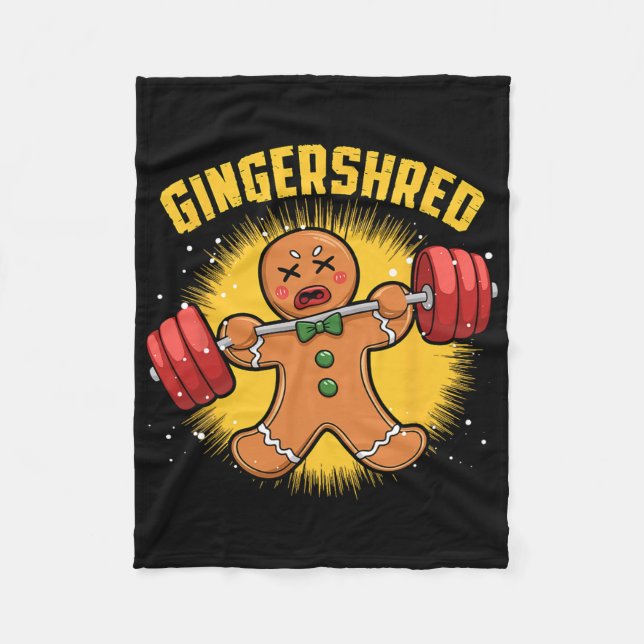 Gingershred Funny Gingerbread Man Gym Bodybuilding Fleecedecke (Vorderseite)