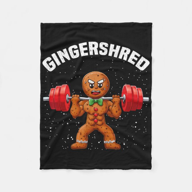 Gingershred Funny Gingerbread Man Gym Bodybuilding Fleecedecke (Vorderseite)
