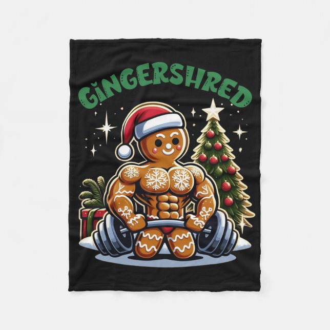 Gingershred Funny Gingerbread Man Gym Bodybuilding Fleecedecke (Vorderseite)