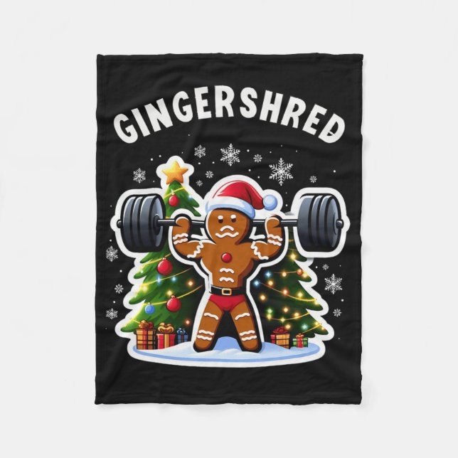 Gingershred Funny Gingerbread Man Gym Bodybuilding Fleecedecke (Vorderseite)