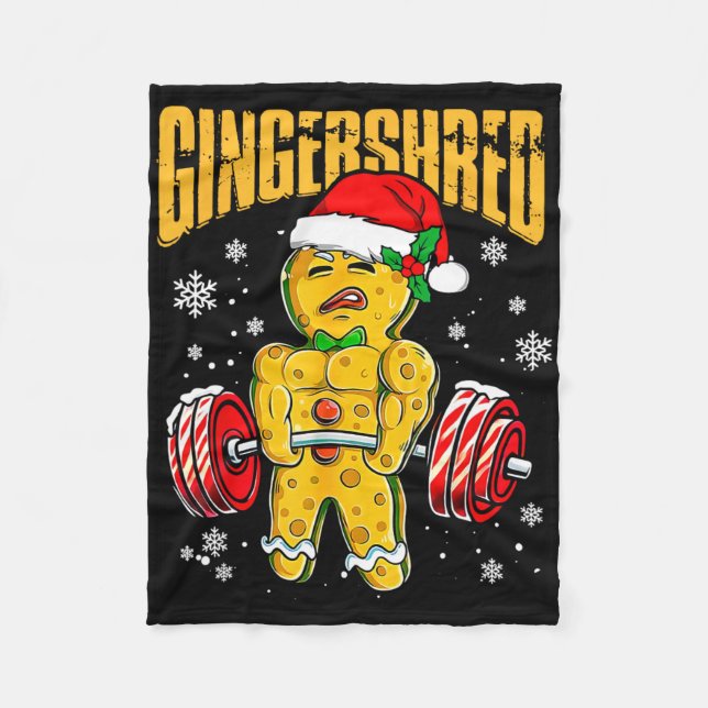 Gingershred Funny Gingerbread Man Gym Bodybuilding Fleecedecke (Vorderseite)