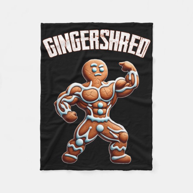 Gingershred Funny Gingerbread Man Gym Bodybuilding Fleecedecke (Vorderseite)