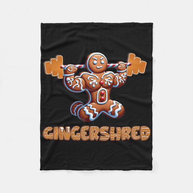 Gingershred Funny Gingerbread Man Gym Bodybuilding Fleecedecke (Vorderseite)