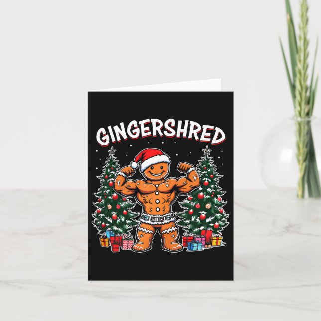 Gingershred Funny Gingerbread Man Gym Bodybuilding Karte (Vorderseite)