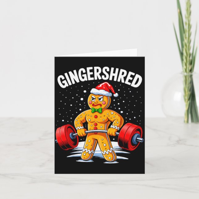 Gingershred Funny Gingerbread Man Gym Bodybuilding Karte (Vorderseite)