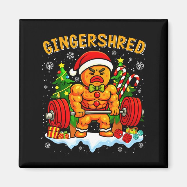 Gingershred Funny Gingerbread Man Gym Bodybuilding Magnet (Vorne)