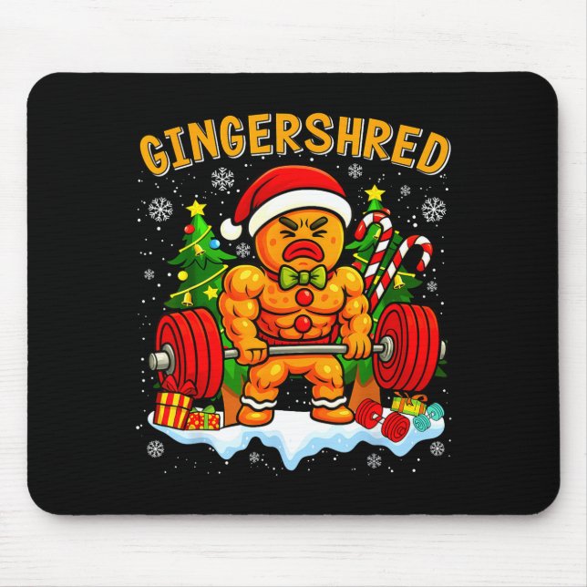 Gingershred Funny Gingerbread Man Gym Bodybuilding Mousepad (Vorne)