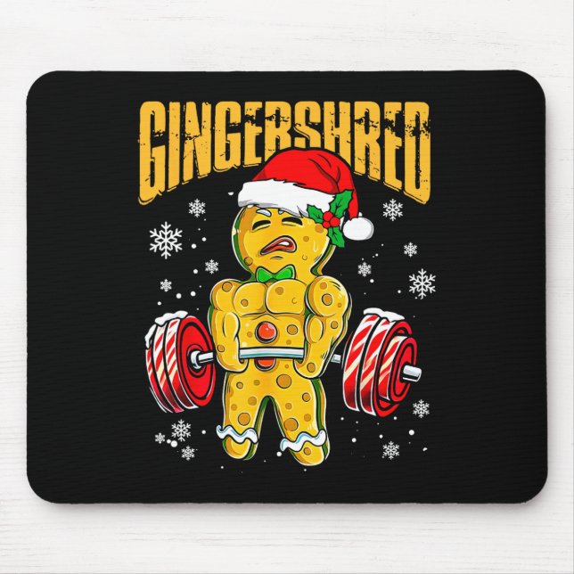 Gingershred Funny Gingerbread Man Gym Bodybuilding Mousepad (Vorne)