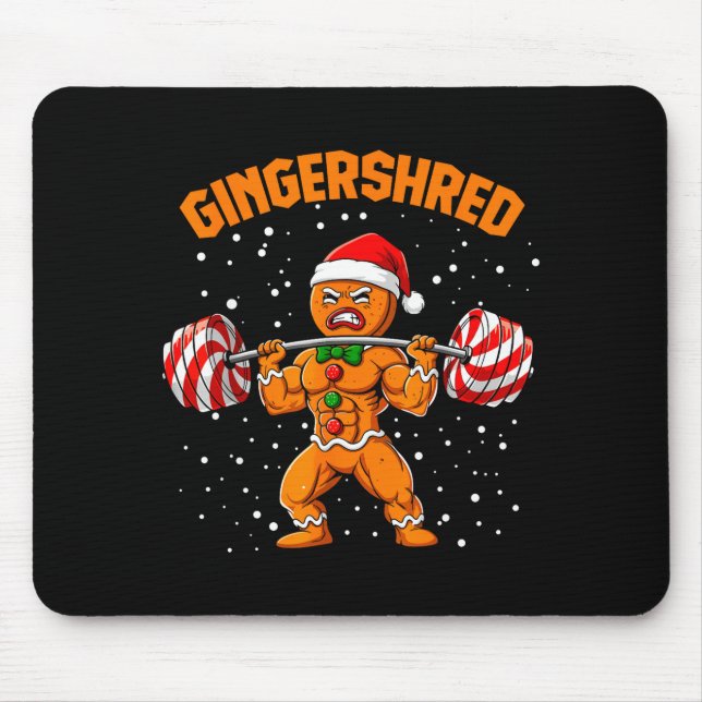 Gingershred Funny Gingerbread Man Gym Bodybuilding Mousepad (Vorne)