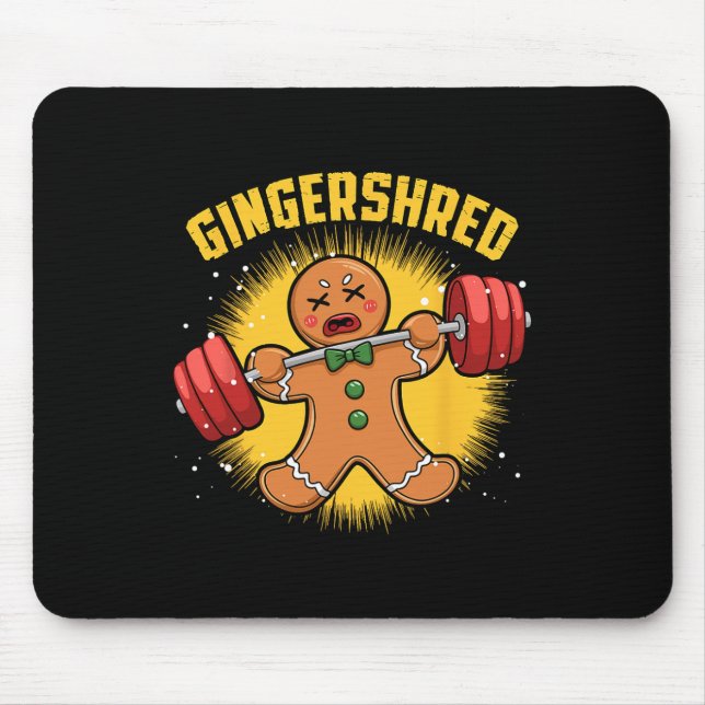 Gingershred Funny Gingerbread Man Gym Bodybuilding Mousepad (Vorne)