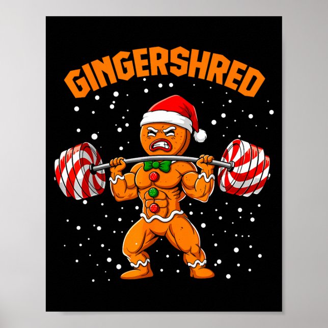 Gingershred Funny Gingerbread Man Gym Bodybuilding Poster (Vorne)