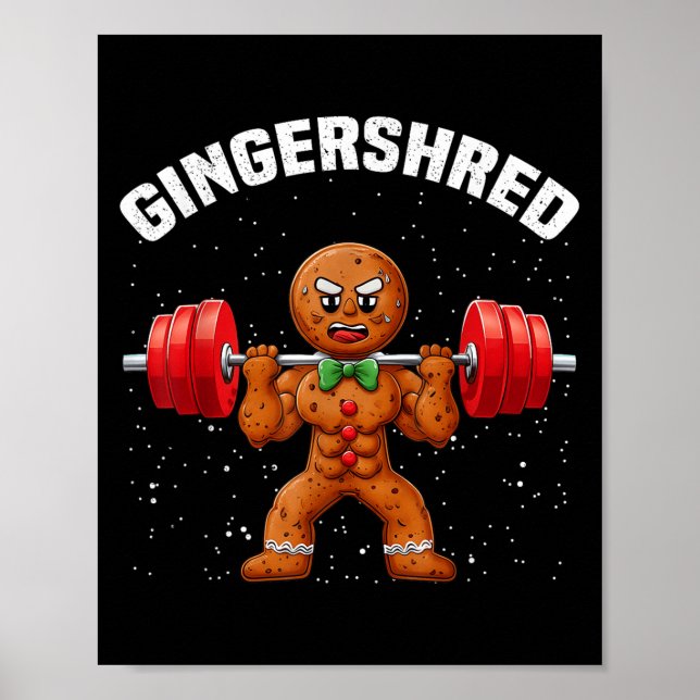 Gingershred Funny Gingerbread Man Gym Bodybuilding Poster (Vorne)