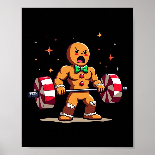 Gingershred Funny Gingerbread Man Gym Bodybuilding Poster (Vorne)