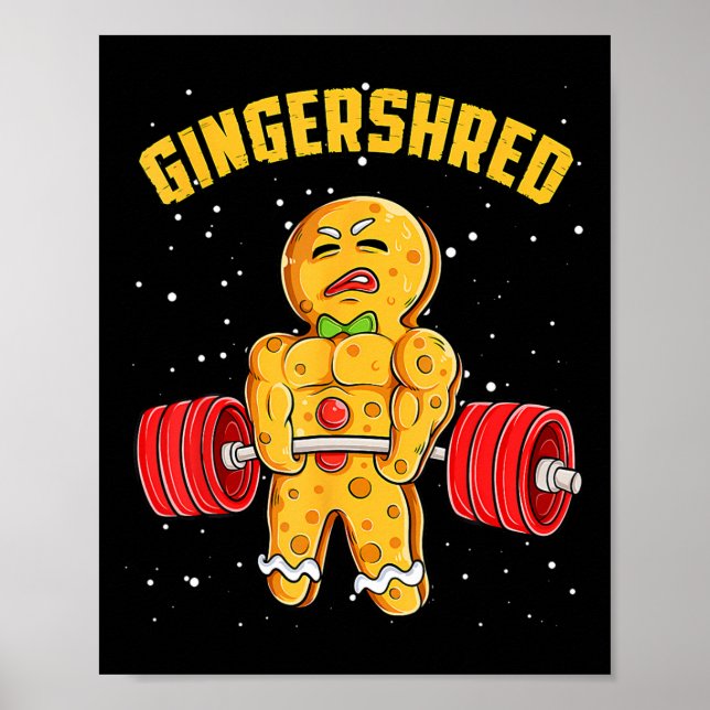 Gingershred Funny Gingerbread Man Gym Bodybuilding Poster (Vorne)